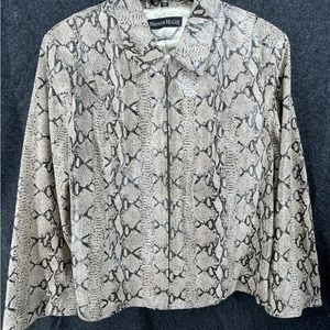 Pamela McCoy Couture Women's Jacket Size 2XL Brown Leather Reptile Snake Skin